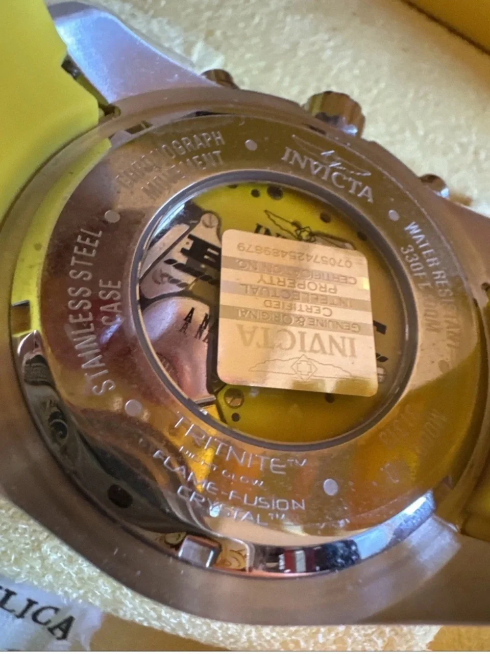 Invicta Yellow and Silver Stainless Steel Watch